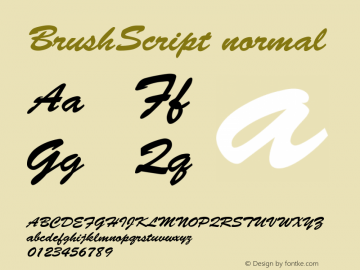 BrushScript normal Version 001.003 Font Sample