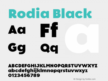 Rodia Black Version 1.000;hotconv 1.0.109;makeotfexe 2.5.65596图片样张