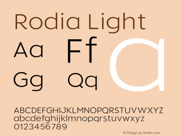 Rodia Light Version 1.000;hotconv 1.0.109;makeotfexe 2.5.65596图片样张