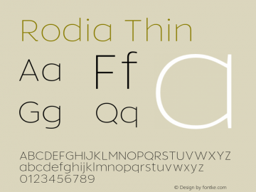 Rodia Thin Version 1.000;hotconv 1.0.109;makeotfexe 2.5.65596图片样张