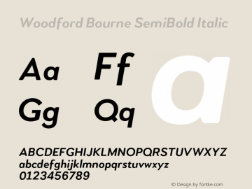 Woodford Bourne SemiBold Italic Version 2.000;FEAKit 1.0图片样张