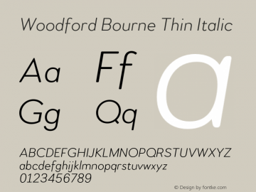 Woodford Bourne Thin Italic Version 2.000;FEAKit 1.0图片样张