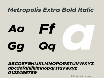 Metropolis Extra Bold Italic Version 1.000图片样张