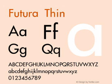 Futura Thin Version 001.000 Font Sample