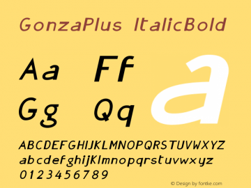 GonzaPlus ItalicBold Version 001.000 Font Sample