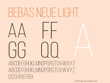 Bebas Neue Light Version 1.003;PS 001.003;hotconv 1.0.70;makeotf.lib2.5.58329图片样张