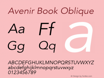 Avenir Book Oblique 8.0d3e1图片样张