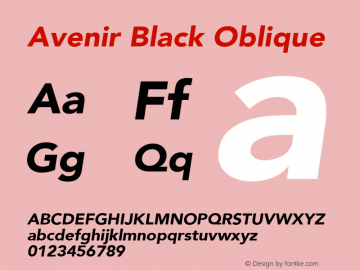 Avenir Black Oblique 8.0d3e1图片样张
