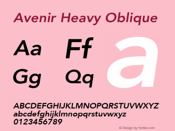 Avenir Heavy Oblique 8.0d3e1图片样张