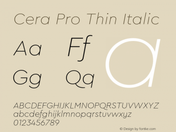 Cera Pro Thin Italic Version 6.000图片样张