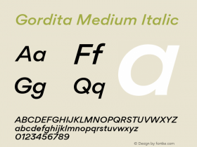 Gordita-MediumItalic Version 1.000 2016 WF图片样张