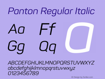 Panton Regular Italic Version 1.000;PS 001.000;hotconv 1.0.70;makeotf.lib2.5.58329图片样张