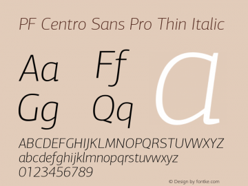 PFCentroSansPro-ThinItalic Version 2.000图片样张