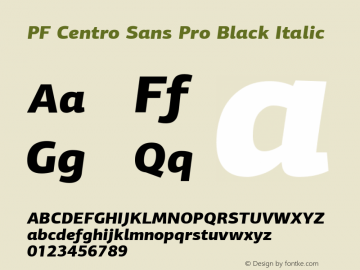 PFCentroSansPro-BlackItalic Version 2.000图片样张