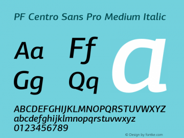 PFCentroSansPro-MediumItalic Version 2.000图片样张