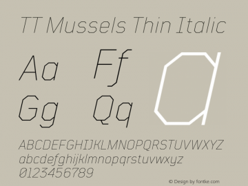 TTMussels-ThinItalic Version 1.000图片样张