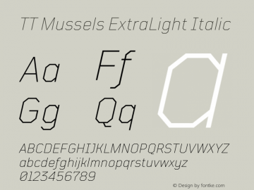 TTMussels-ExtraLightItalic Version 1.000图片样张