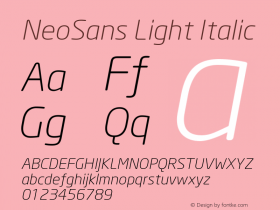 NeoSans Light Italic Version 1.000;PS 001.001;hotconv 1.0.38图片样张