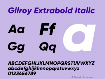 Gilroy-ExtraboldItalic Version 1.000图片样张