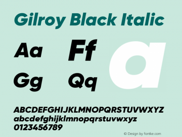 Gilroy-BlackItalic Version 1.000图片样张
