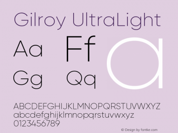 Gilroy-UltraLight Version 1.000图片样张