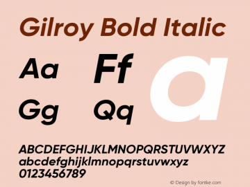 Gilroy-BoldItalic Version 1.000图片样张