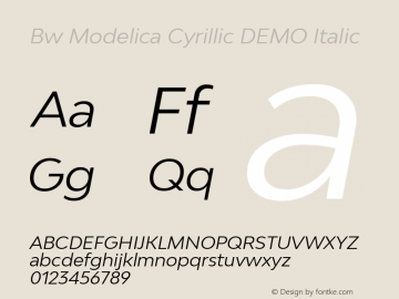 Bw Modelica Cyrillic DEMO Regular Italic Version 3.000;PS 003.000;hotconv 1.0.88;makeotf.lib2.5.64775图片样张