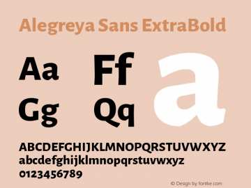 Alegreya Sans ExtraBold Version 2.001;PS 002.001;hotconv 1.0.88;makeotf.lib2.5.64775图片样张