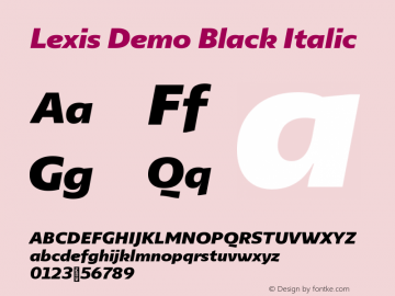 Lexis Demo Black Italic Version 1.000;PS 001.000;hotconv 1.0.88;makeotf.lib2.5.64775图片样张