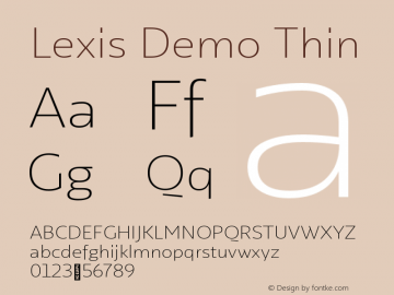 Lexis Demo Thin Version 1.000;PS 001.000;hotconv 1.0.88;makeotf.lib2.5.64775图片样张