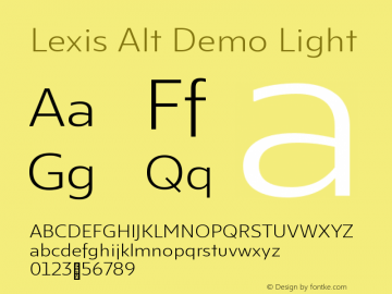 Lexis Alt Demo Light Version 1.000;PS 001.000;hotconv 1.0.88;makeotf.lib2.5.64775图片样张
