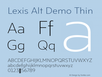 Lexis Alt Demo Thin Version 1.000;PS 001.000;hotconv 1.0.88;makeotf.lib2.5.64775图片样张