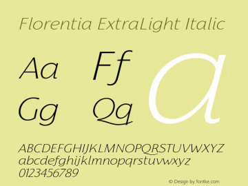 Florentia ExtraLight Italic Version 1.000图片样张