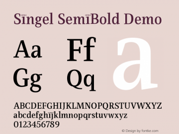 Singel SemiBold Demo Version 1.000;PS 001.000;hotconv 1.0.88;makeotf.lib2.5.64775图片样张