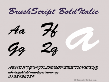 BrushScript BoldItalic 1.0图片样张