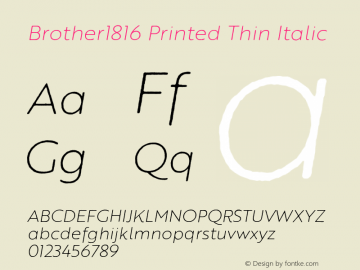 Brother1816Printed-ThinItalic Version 1.000图片样张