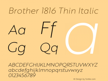 Brother1816-ThinItalic Version 1.000图片样张