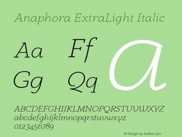 Anaphora ExtraLight Italic 5.004图片样张