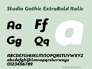 Studio Gothic ExtraBold Italic Version 1.000图片样张