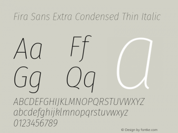 Fira Sans Extra Condensed Thin Italic Version 4.203图片样张