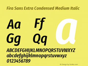 Fira Sans Extra Condensed Medium Italic Version 4.203图片样张