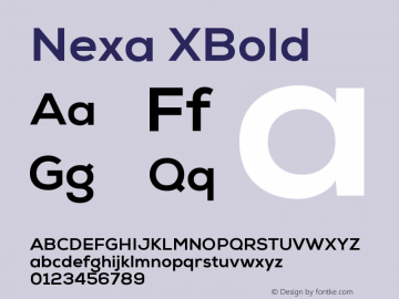Nexa XBold Bold Version 1.000;PS 1.0;hotconv 1.0.72;makeotf.lib2.5.5900 DEVELOPMENT图片样张