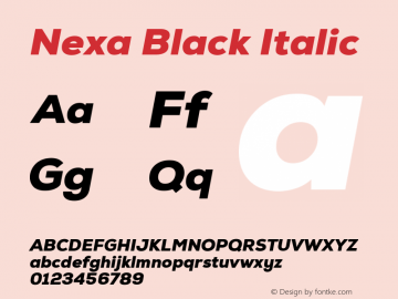 Nexa Black Italic Italic Version 1.000;PS 1.0;hotconv 1.0.72;makeotf.lib2.5.5900 DEVELOPMENT图片样张