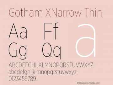 GothamXNarrow-Thin Version 3.301图片样张
