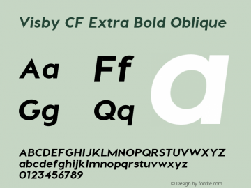 Visby CF Extra Bold Oblique Version 1.097;PS 001.097;hotconv 1.0.70;makeotf.lib2.5.58329图片样张