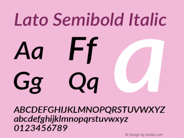 Lato Semibold Italic Version 2.015; 2015-08-06; http://www.latofonts.com/图片样张