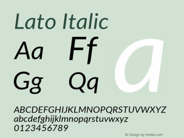Lato Italic Version 2.015; 2015-08-06; http://www.latofonts.com/图片样张