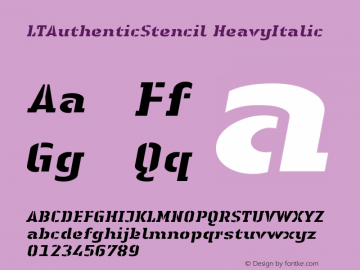 LTAuthenticStencil HeavyItalic Version 001.000 Font Sample