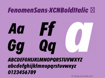 ☞Fenomen Sans XCN Bold Italic Version 1.001;PS 001.001;hotconv 1.0.70;makeotf.lib2.5.58329;com.myfonts.easy.signature-type-foundry.fenomen-sans.xcn-bold-italic.wfkit2.version.4nQh图片样张