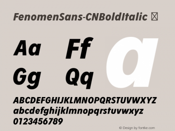 ☞Fenomen Sans CN Bold Italic Version 1.001;PS 001.001;hotconv 1.0.70;makeotf.lib2.5.58329;com.myfonts.easy.signature-type-foundry.fenomen-sans.cn-bold-italic.wfkit2.version.4nPZ图片样张